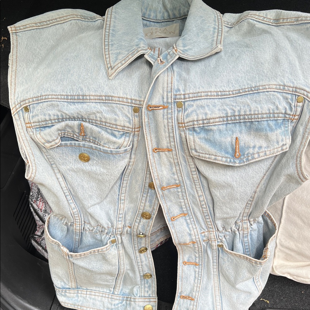 Ulla Johnson Denim Vest with Gold Accents